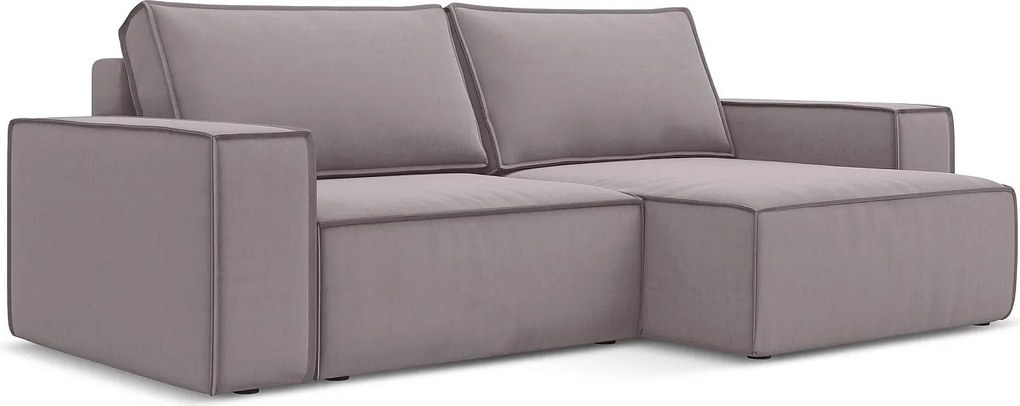 Narożnik prawostronny z funkcją spania - z tkaniny welwetowej - lawendowy - KIMO