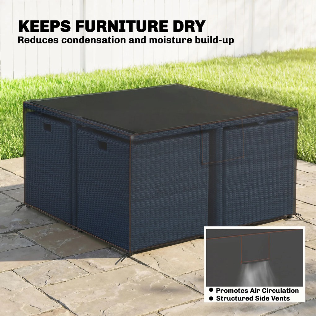 Outsunny Pokrywa na Meble Ogrodowe Zimoodporna Wodoodporna Ochrona UV Pokrowiec 420D Oxford 125x125x74 cm Czarna | Aosom PL