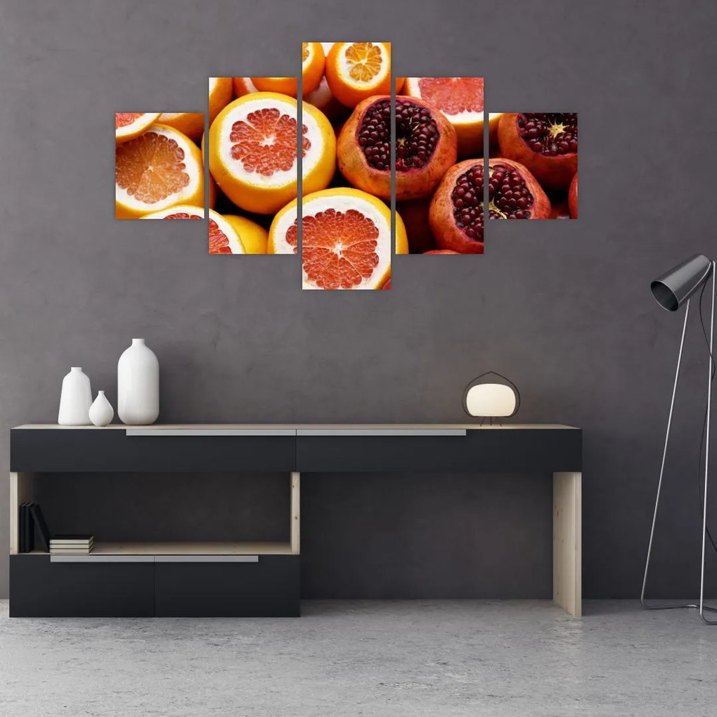 Obraz pomarańczy i granatów (125x70 cm)