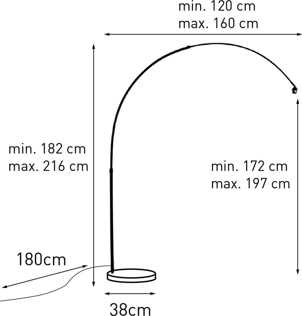 Nowoczesna lampa łukowa chromowana regulowana bez klosza