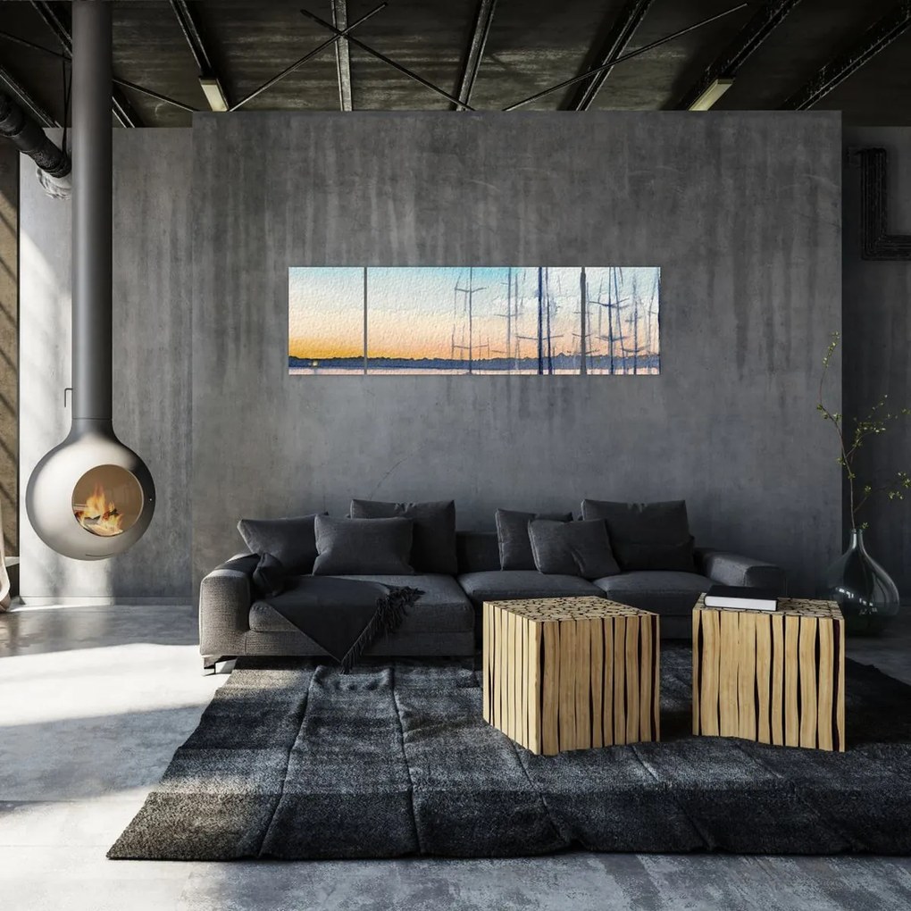 Obraz - Żeglarstwo, akwary (170x50 cm)
