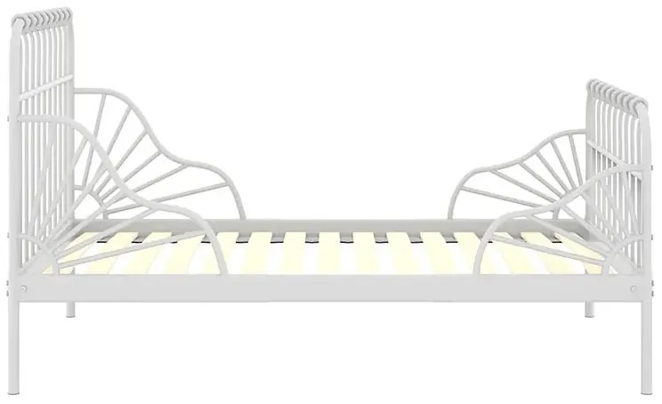Białe metalowe łóżko rosnące z dzieckiem rozsuwane 80x130/200 cm K9-T61