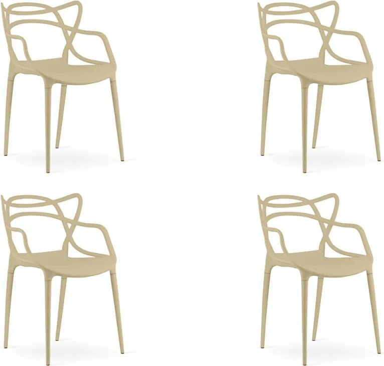 Zestaw 4 szt. plastikowych krzeseł KATO, beżowy