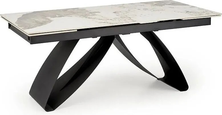 Stół rozkładany HILARIO 180(260)x90 beżowy marmur/czarny