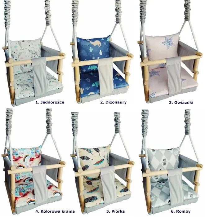 Drewniana huśtawka rosnąca 6 wzorów M4-A91