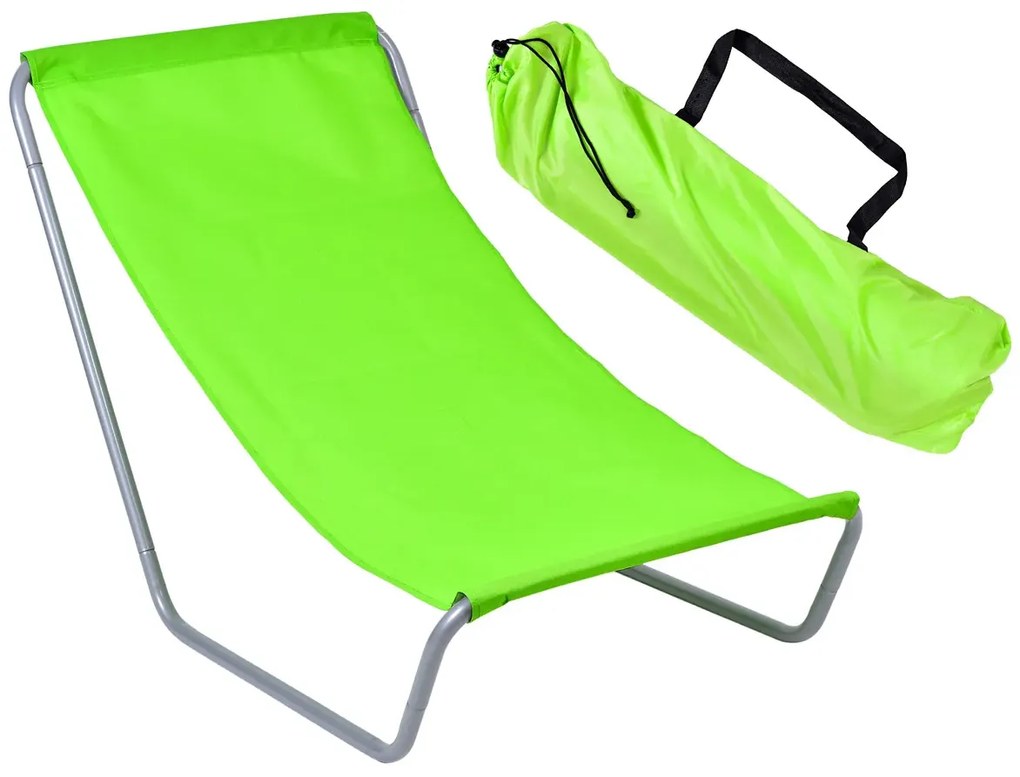 Zielony materiałowy składany leżak plażowy E4-M46