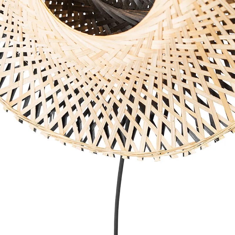 Orientalna lampa ścienna bambusowa 35 cm z wtyczką - RinaKolonialny Oswietlenie wewnetrzne