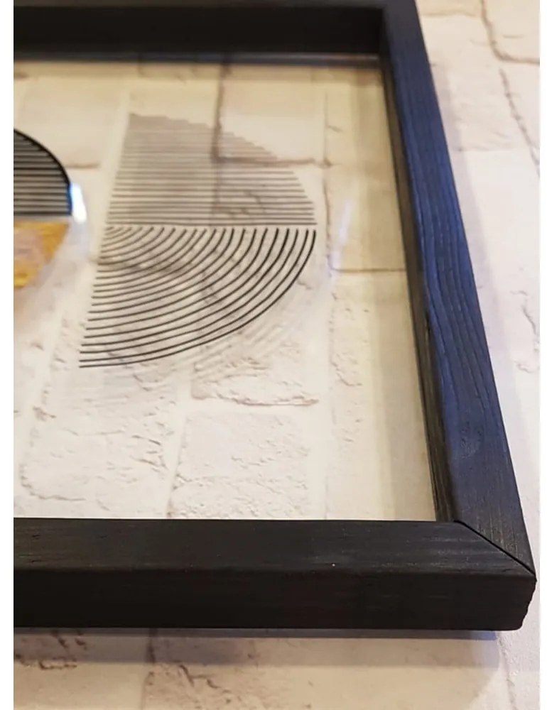 Szklany obraz w czarnej ramie Vavien Artwork Shapes II., 32x42 cm