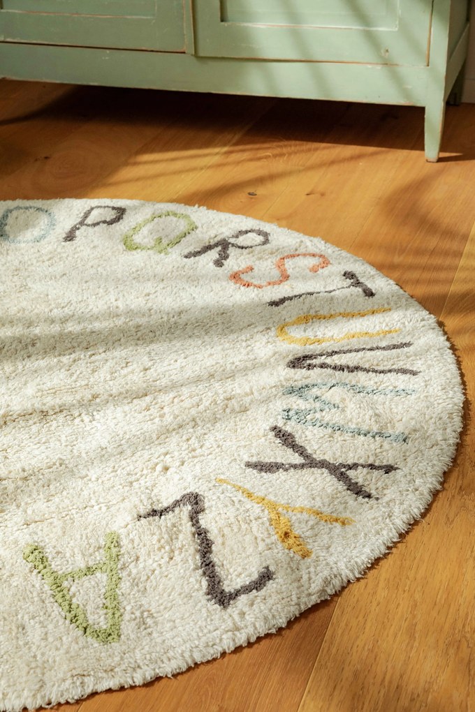 Dywan dziecięcy ABECADŁO COLOR Ø120 cm beżowy z literkami do nauki LORENA CANALS