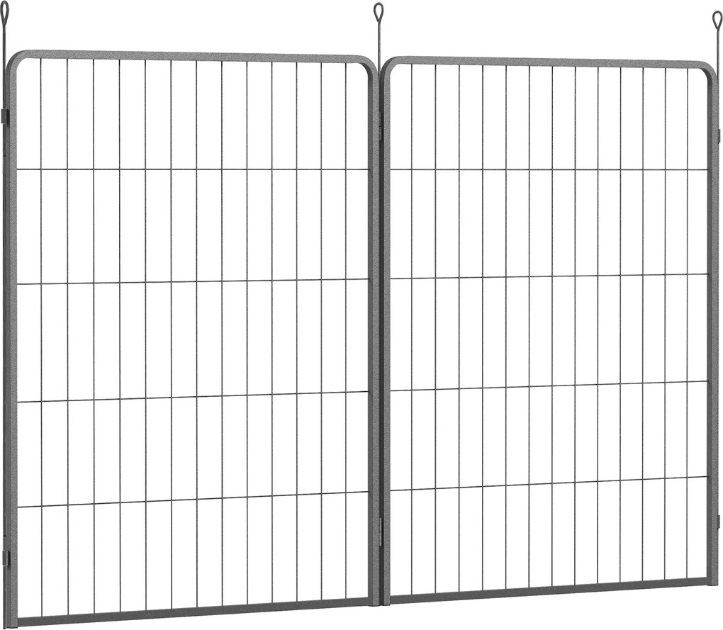 PawHut Zestaw 2 Paneli Rozszerzających dla Wybiegu Szczeniąt, Panele Ogrodzeniowe, Plac Zabaw dla Zwierząt, Ogrodzenie z Stali, Czarny