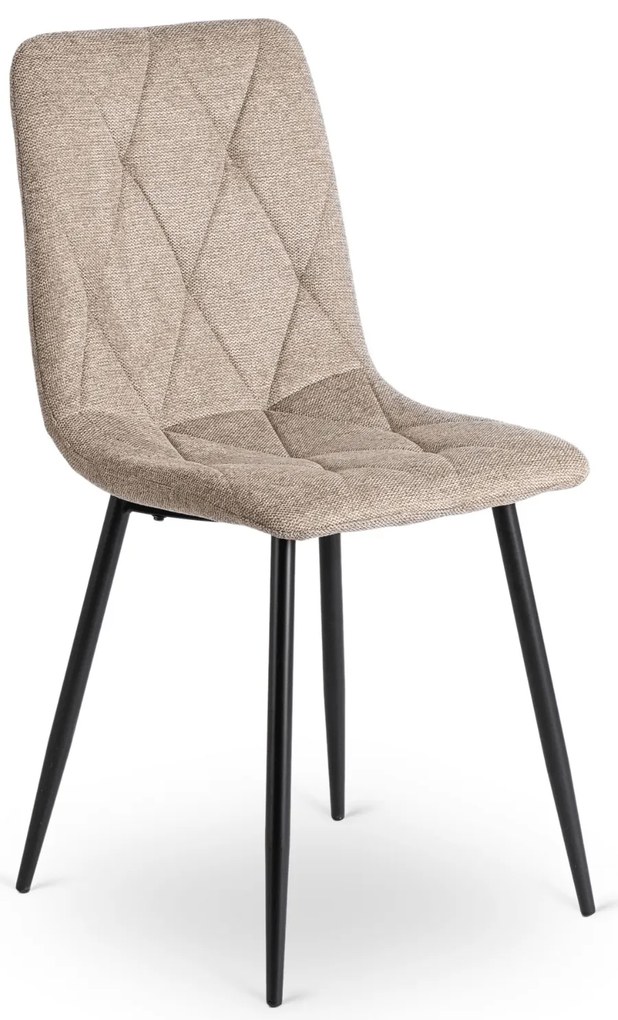 Zestaw Stół Okrągły Rozkładany HARRY 102-142 cm Dąb Artisan/Czarny i 4 Krzesła Tapicerowane ROBIN 2 Beżowe Nowoczesne