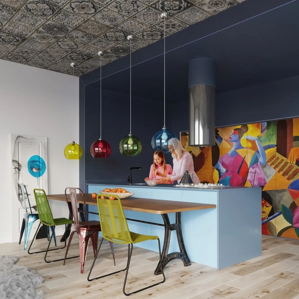 Zielona lampa wisząca z szklanym kloszem ø 30 cm Bilbao – Sollux