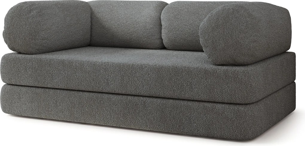 Masseno Sofa piankowa EIREN z funkcją spania, Kanapa z pianki do salonu, Bezmontażowa, Tkanina bucle – Szary QUELLE 92