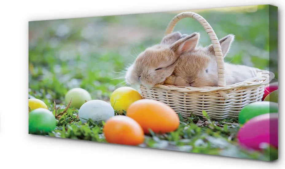Zdjęcie na płótnie Zające i Jajka Wielkanocne
