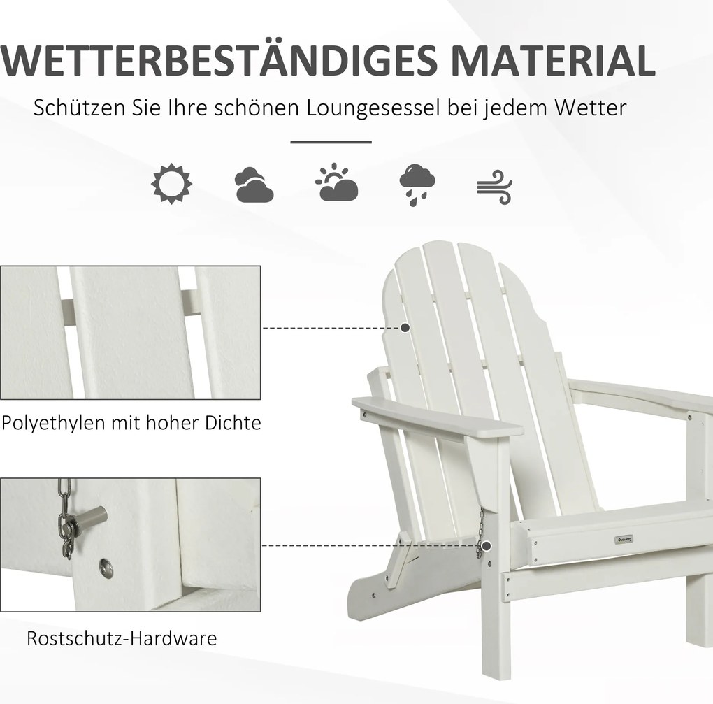 Outsunny krzesło ogrodowe Adirondack kolor biały 75 cm x 87 cm x 93 cm