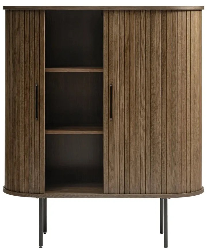 Brązowa szafka w dekorze dębu z drzwiami przesuwnymi 100x118 cm Nola – Unique Furniture