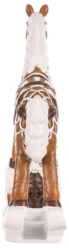 Dekoracja świąteczna Konik na biegunach, brązowy, polyresin, 17 cm