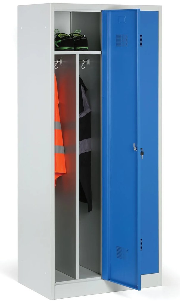 Szafka ubraniowa S1 z przegrodą, 1850 x 800 x 500 mm, zamek cylindryczny, drzwi zielone