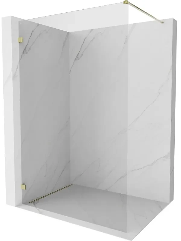 Mexen Lunar ścianka prysznicowa Walk-in lewa 150 x 200 cm, transparent 8 mm, złota - 830-150-000-50-00-L