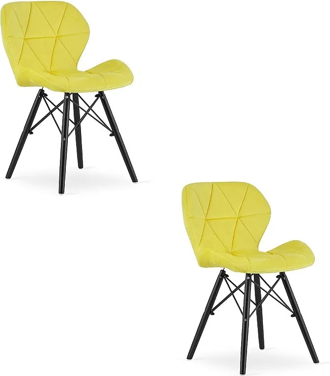 Krzesło Valora WAKO Velvet, żółte, czarne nogi, do salonu x2