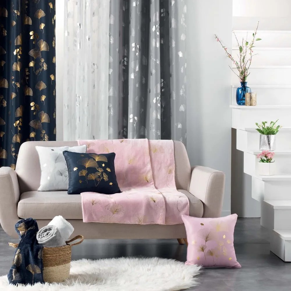 Zasłona w granatowo-złotym kolorze 140x260 cm Bloomy – douceur d'intérieur