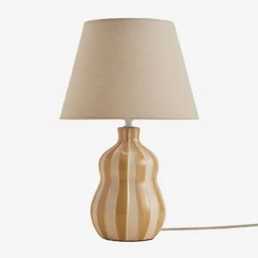 Lampa Stołowa ↑40 Cm Z Ceramiki I Lnu Jolira Dried Herb - Sklum