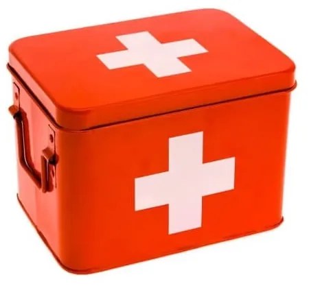 Czerwony metalowy pojemnik z pokrywką 21,5x15,5x16 cm Medicine – PT LIVING