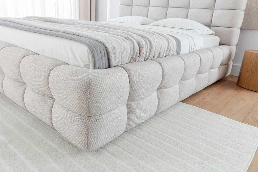 Łóżko sypialniane Magnelio Prestige 160x200 - beżowa tkanina łatwoczyszcząca Leo 03