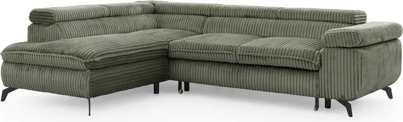 Zielony sztruksowy narożnik (lewostronny/w kształcie litery L) Marbeya – Ropez