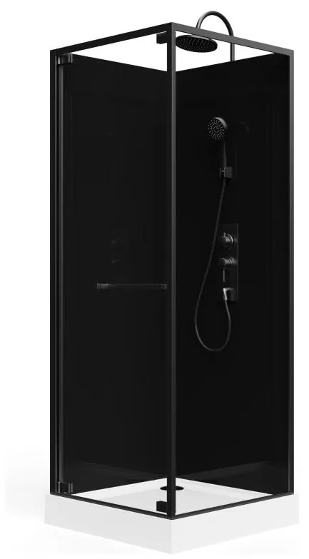 Kabina prysznicowa z dwustronnie montowanymi drzwiami - Regulowana wysokość - Czarny - szer. 80 x gł. 80 x wys. 213/232 cm - BADONI