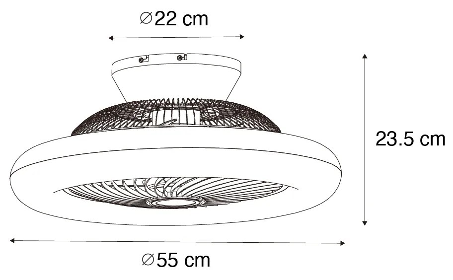 Biały Wentylator sufitowy z lampą z drewnianym nadrukiem 55 cm z LED z możliwością ściemniania z pilotem - ClimaDesignerski Oswietlenie wewnetrzne