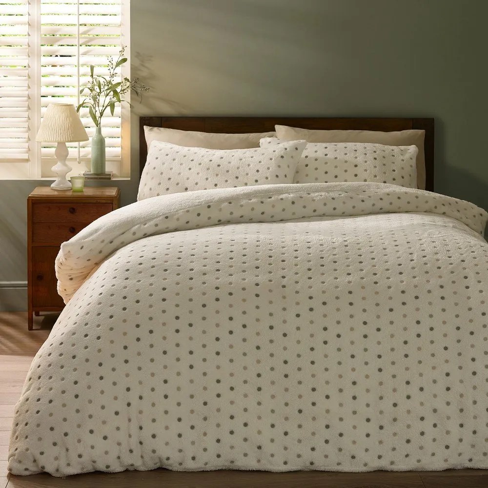 Kremowa pościel dwuosobowa z mikropluszu 230x220 cm Cosy Spot – Catherine Lansfield
