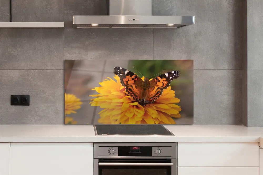 Panel szklany do Kuchni Barwny Motyl w Zbliżeniu
