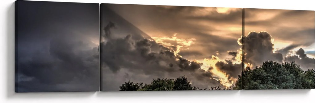 Obraz chmur i lasu (170x50 cm)