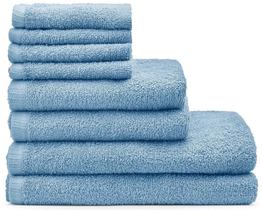 Niebieskie bawełniane ręczniki szybkoschnące/frotte zestaw 8 szt. Quick Dry – Catherine Lansfield
