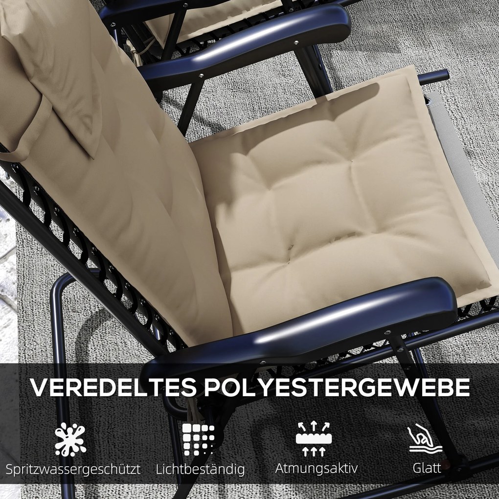 Outsunny Zestaw 2 poduszek na leżak ogrodowy, Wodoodporne, Beżowe, 50x116x5 cm