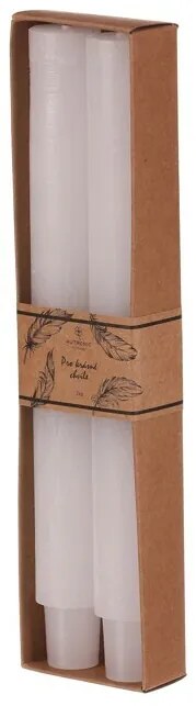 Zestaw świec stożkowych, białe, 2 szt., parafinowe