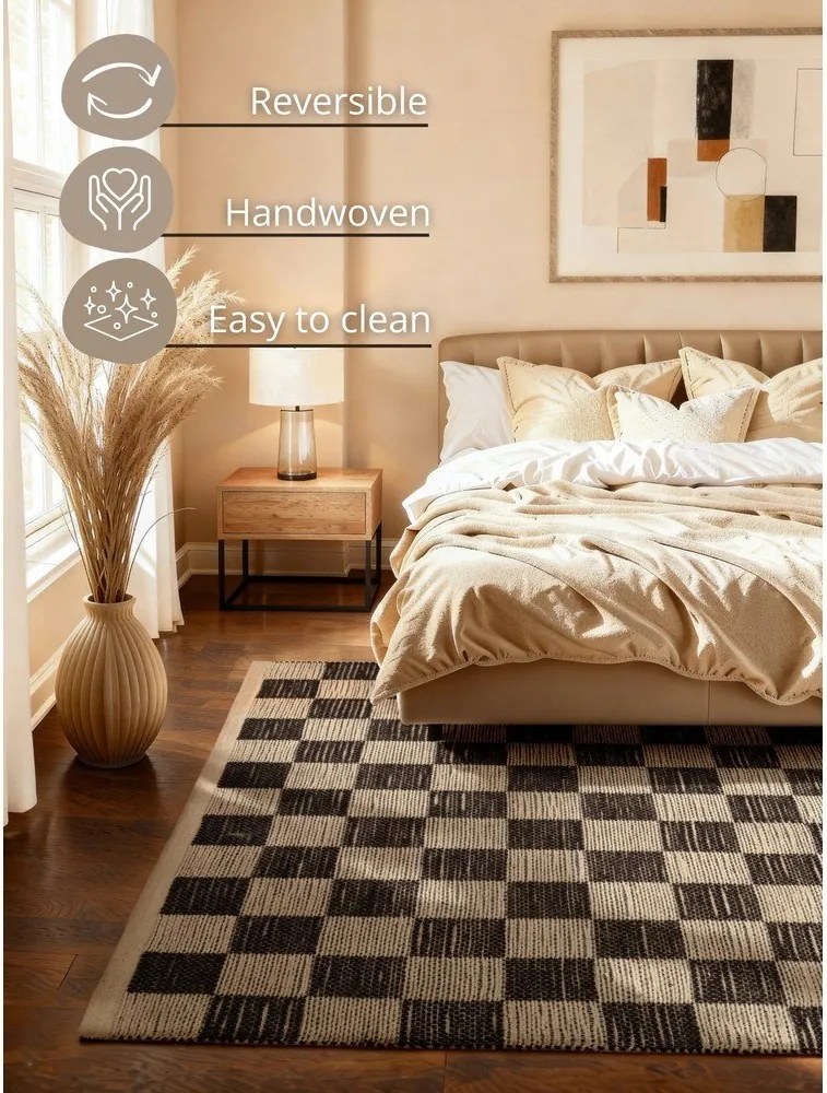 Czarno-kremowy ręcznie tkany dwustronny dywan z mieszanki juty 200x300 cm Rex – Hanse Home