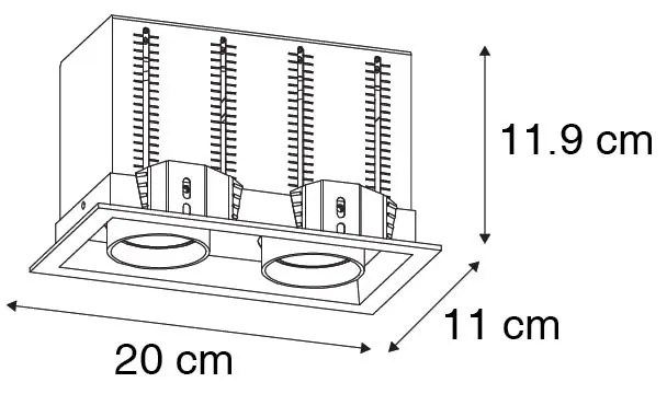 Nowoczesny reflektor wpuszczany czarny regulowany 2-światłowy - Roof