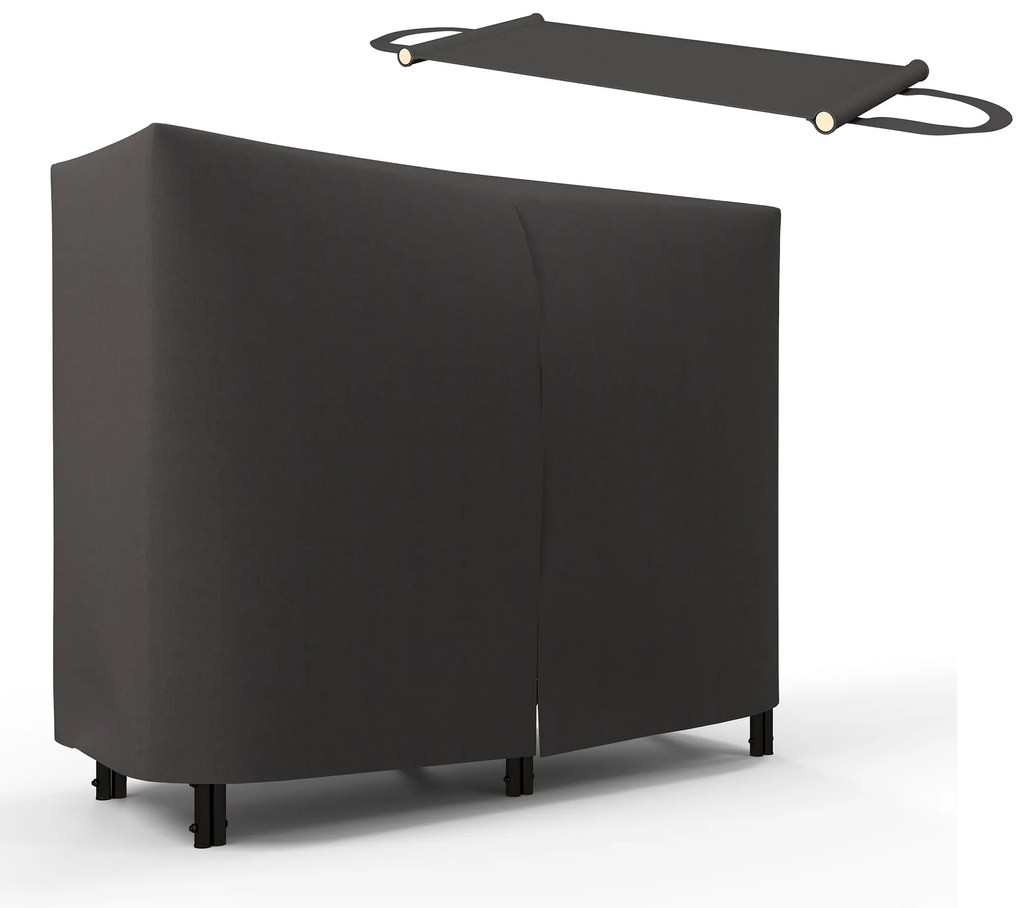 Outsunny Regał na Drewno na Opał, 0,33 m³, z Torbą i Ochronną Pokrywą, Metalowy, do 150 kg, 120 x 36 x 99 cm, Czarny