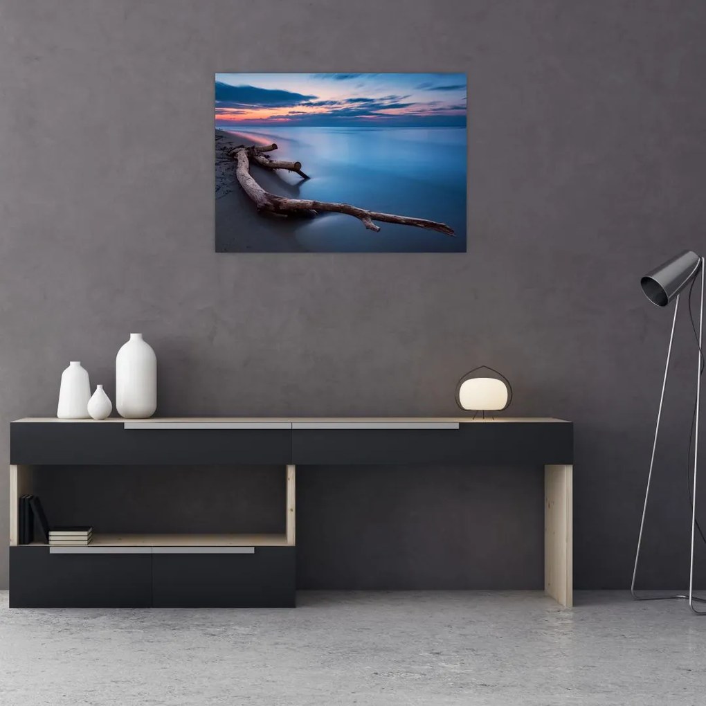 Obraz plaży o zachodzie słońca (70x50 cm)