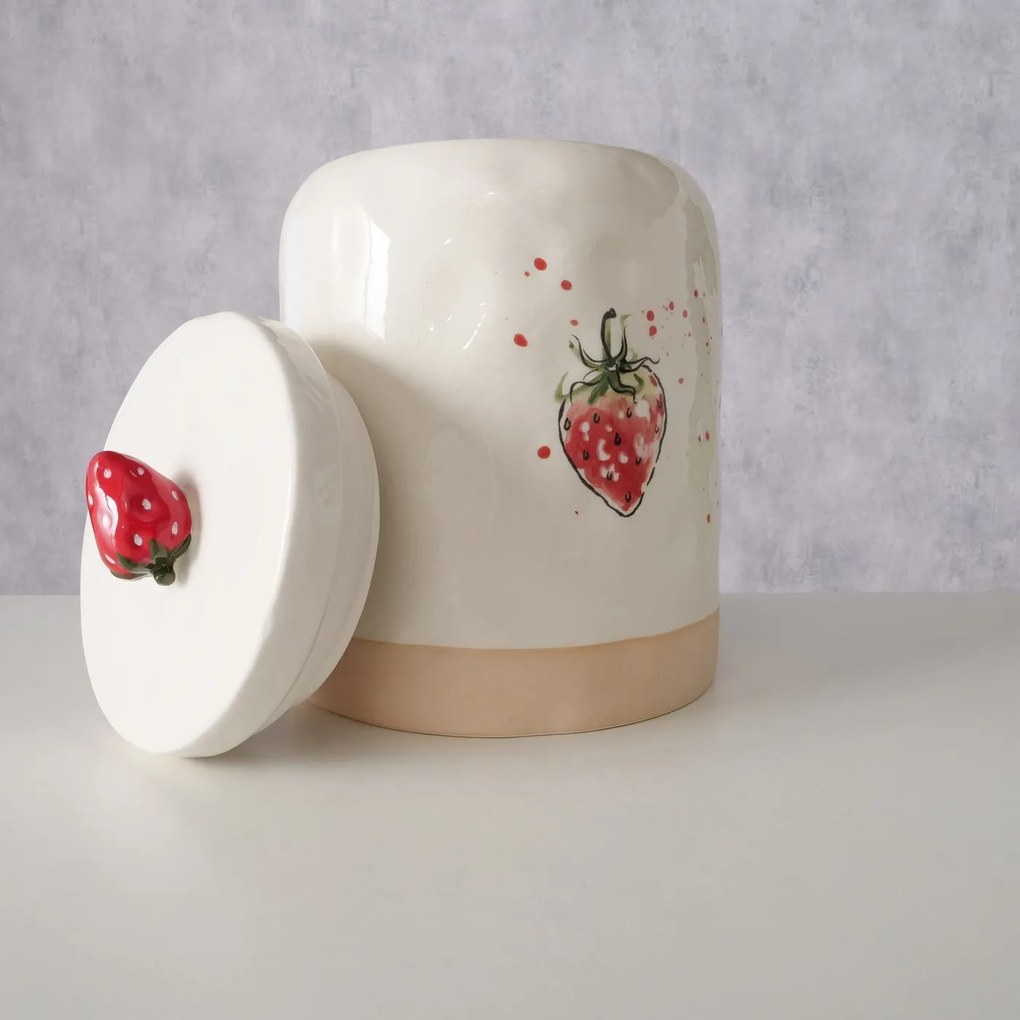 Ceramiczny pojemnik kuchenny, z pokrywką, STRAWBERRY