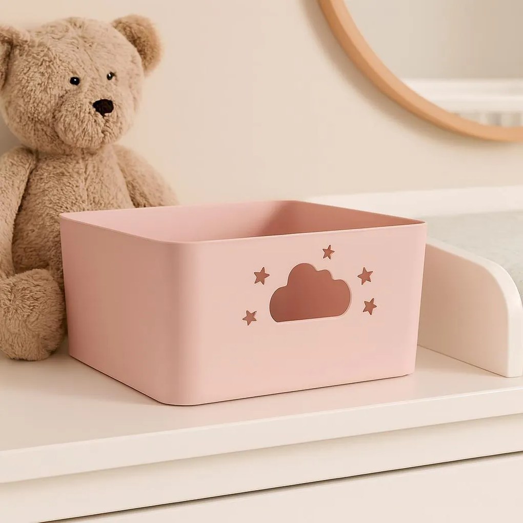 Koszyk do przechowywania NEBULA z uchwytami w kształcie chmurki i gwiazdki, wys. 11 cm