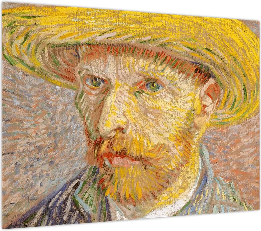 Obraz - Vincent van Gogh, Self-Portrait with a Straw Hat (The Potato Peeler), reprodukcje (70x50 cm)