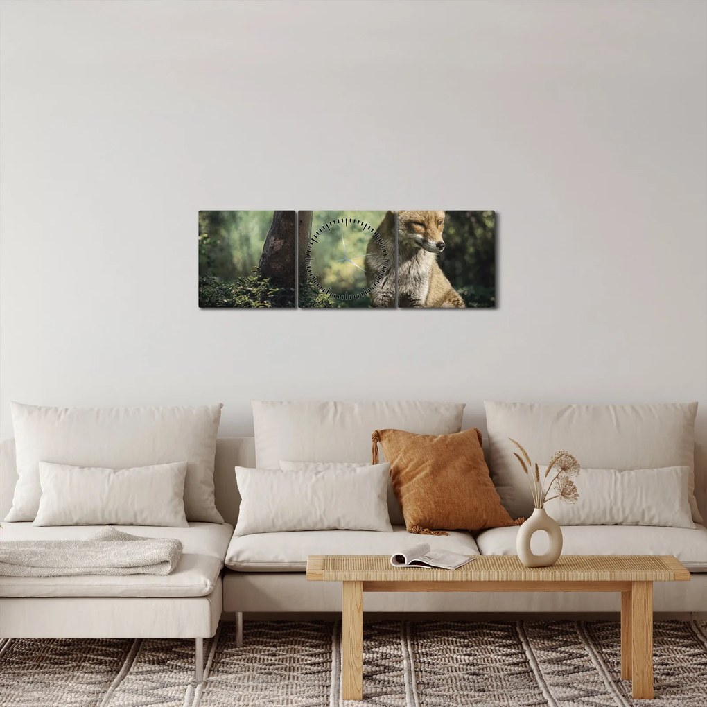 Obraz lisa (z zegarem) (90x30 cm)