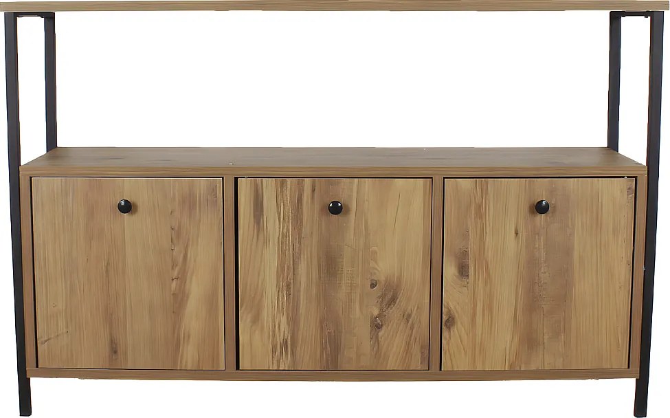 Komoda przemysłowa z wielofunkcyjnym zawieszeniem – 120x75x30 cm – czarna – 100% melamina