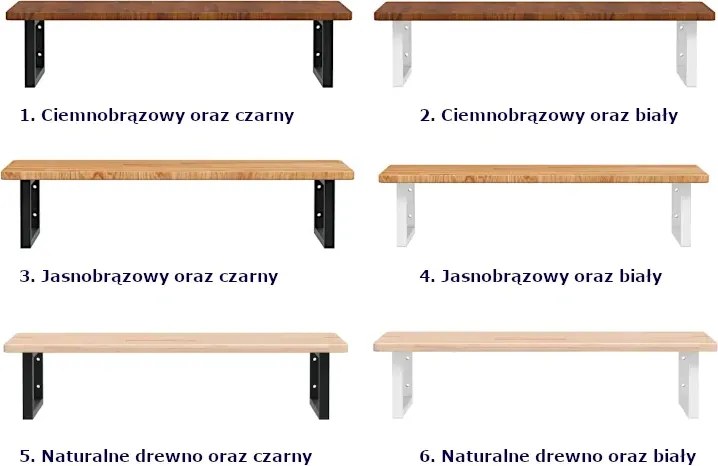 Naturalne drewno półka 100x50 białe uchwyty - Bafo