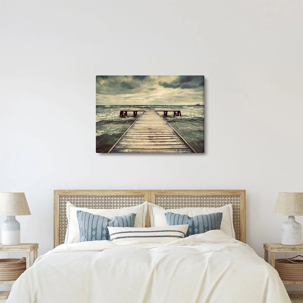 Obraz drewnianego molo na morzu (70x50 cm)