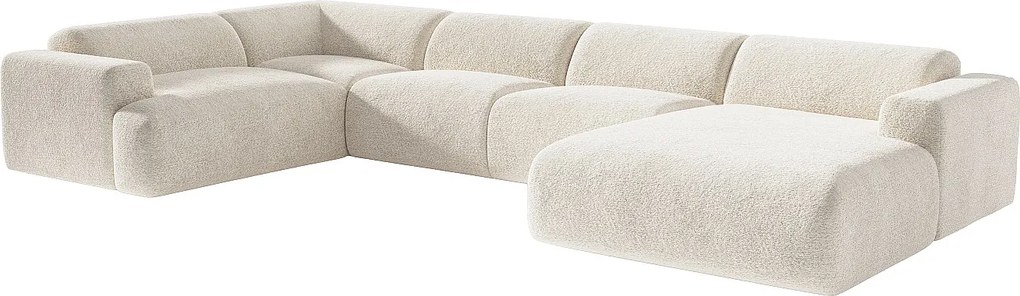 Kanapa wieloosobowa narożna prawostronna z białej tkaniny z bukli POGNI marki Maison Céphy