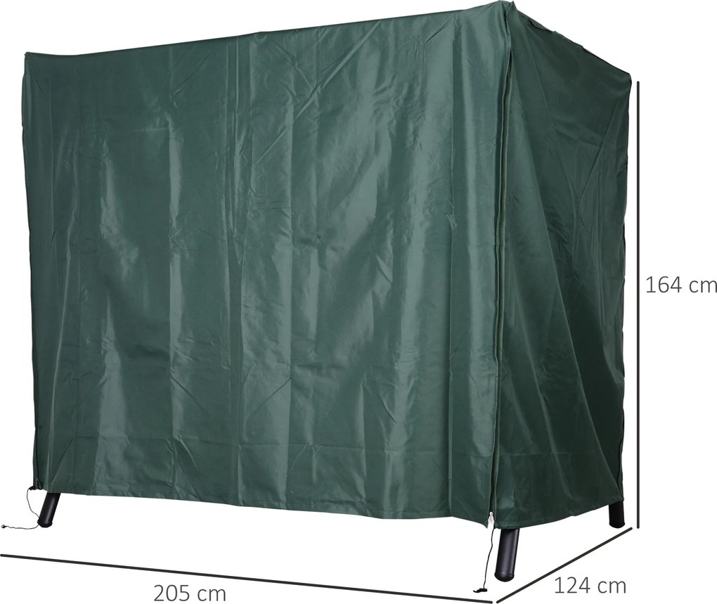 Outsunny Pokrowiec na Huśtawkę Ogrodową Zielony Wodoodporny Ochrona UV Tkanina Oxford 205x124x164cm | Aosom PL